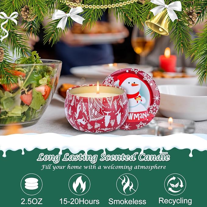 12 Pack Christmas Scented Candles with Natural Soy Wax, Long Lasting Aromatherapy Soy Candles for Home Scented, Christmas Candles Gift Set for Women & Men