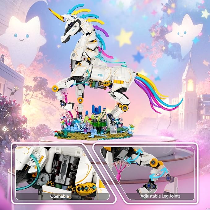 NUTCRACKER Unicorn Building Set for Adult - Cool Rainbow Unicorn Model with Light, Animal Horse Toy Building Set, Home Decor Easter Birthday Gift for Boy Girls 14+（1492 Pieces