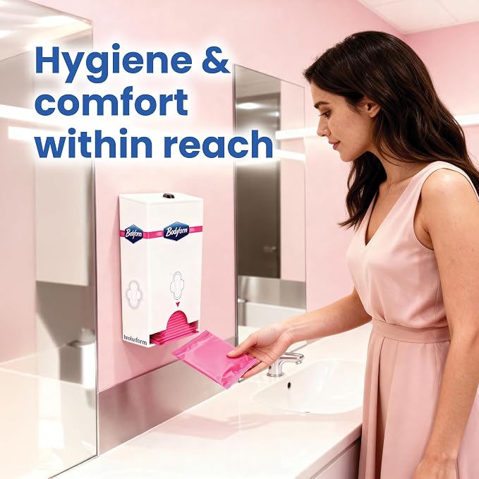 Regular Maxi Pads Individually Wrapped Feminine Sanitary Napkins with Adhesive Strip, Super Absorbent Soft Cotton Cover, Ideal for Donation to Shelters, Hospitals & Camps #BF288 (250 Pads + Dispenser)