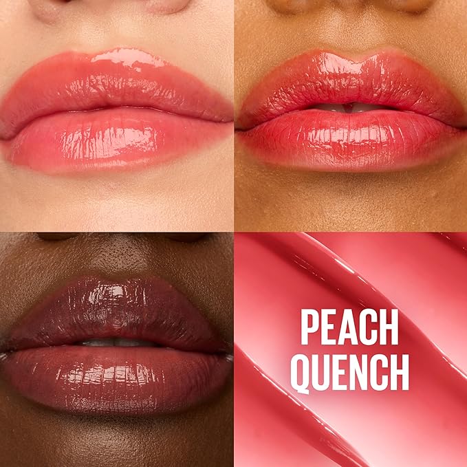 MAYBELLINE Lifter Glaze Oil Balm with Hyaluronic Acid and Hydrating Oil Blend, Lip Balm with 24HRs of Smooth, Moisturizing Shine, Peach Quench (Sheer Peach Nude)