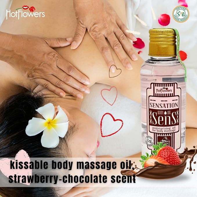 HOT FLOWERS Sens Sensations Body Massage Oil for Moisturizer and Nourish the Skin – Women and Couples - 4.5 fl oz