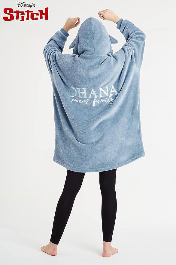 Disney Stitch Blanket Hoodie for Women Teens, Wearable Oversized Fleece Hooded Poncho with Pocket, Cozy Gifts for Women