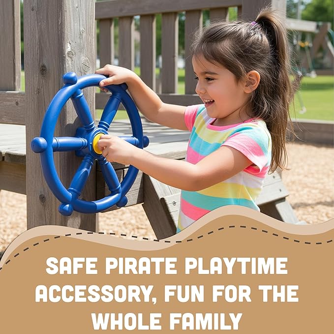 Squirrel Products Pirate Wheel 12" with Mounting Hardware, Made of Durable Weather-Resistant Plastic, for Kids Playgrounds - Blue
