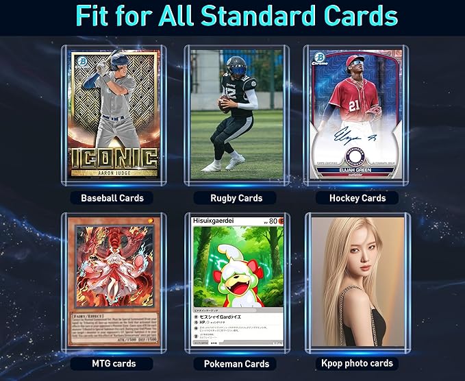 200 Card Sleeves - 3"x4" Hard Plastic Top Loaders for Cards - Trading Card Sleeve & Baseball Card Holder - Premium Topload Ablum Photocard Holder for Sports, Game & Kpop Cards (100Soft+100Hard)