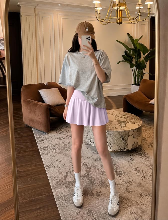 Womens Tennis Skirt Crossover High Waisted Skort with Pockets Shorts | Athletic Skirts for Golf Running Workout Pickleball, Aesthetic Activewear, Sporty Athleisure Style