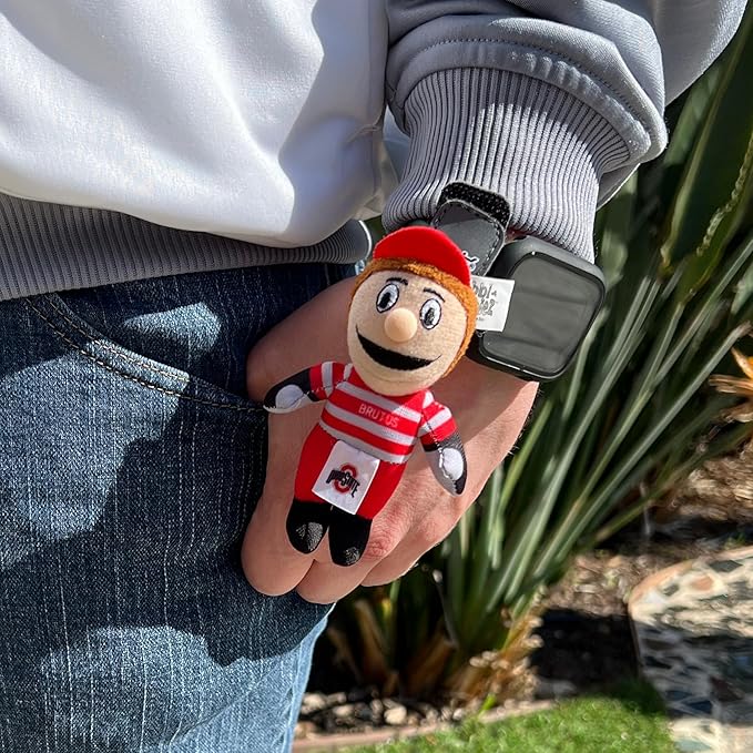 Bobbi-Dobbiez Attachable Plushie Ohio State University Brutus Mascot – Attaches to Backpacks, Bags, Shoes, Water Bottles, and More