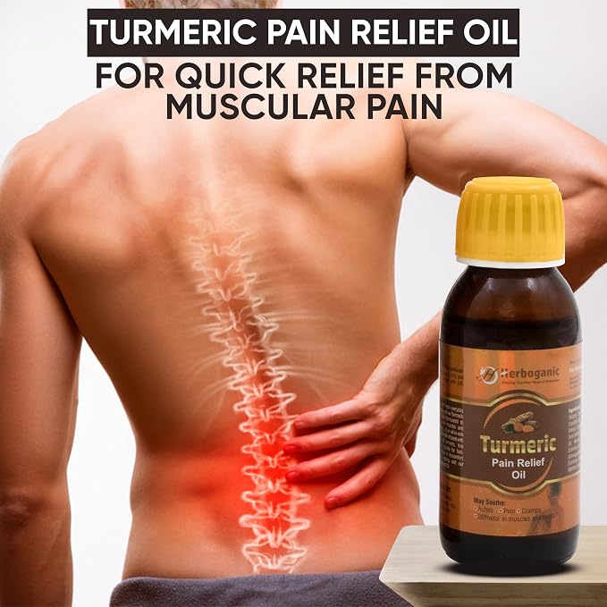 HERBOGANIC Natural Turmeric Oil 2oz 100% Pure and Natural Oil for Massage