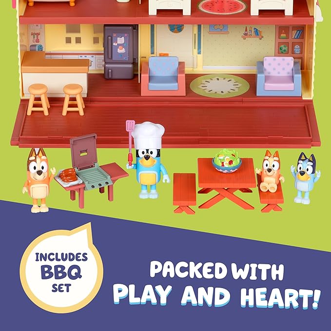 Bluey Toy House Playset, Mega Bundle Family Home & BBQ Playhouse Toys,, Bingo, Bandit, Chilli, House Playset for Toddlers 3-5, Amazon Exclusive