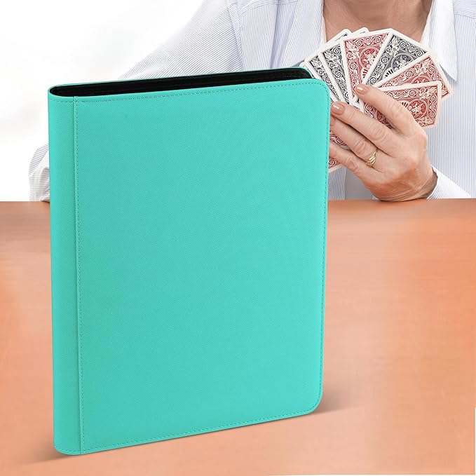 GERMUN Trading Card Binder 16 Pocket, 1024 Pockets Card Binders, Card Collection Binder, Card Album Folder for MTG, TCG, Sports Cards, Game Cards (Lake Blue)