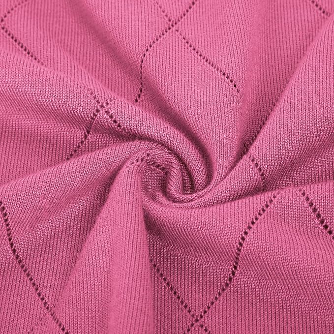 JACK SMITH Quarter Zip Pullover Sweaters for Womens, Rib Polo Sweater Tops | V Neck,Knit,Long Sleeve,Argyle,Open Pattern,Callar,Lightweight,Fashion,Golf Work Business Daily Wear Versatile Pullover Shirt