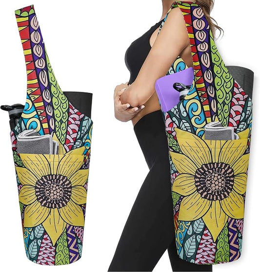 Yoga Mat Bag - Long Tote with Pockets - Holds More Yoga Accessories - Yoga Bag Fit Most Size Mats - Yoga Mat Carrier