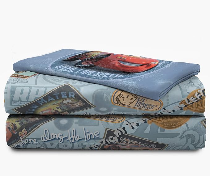 Jay Franco Kids Sheet Set with Fitted, Flat Sheets & Pillow Cover - Ultra-Soft Bedding with Pillowcase for Room Decor, Multi - Cars, 3 Piece Twin