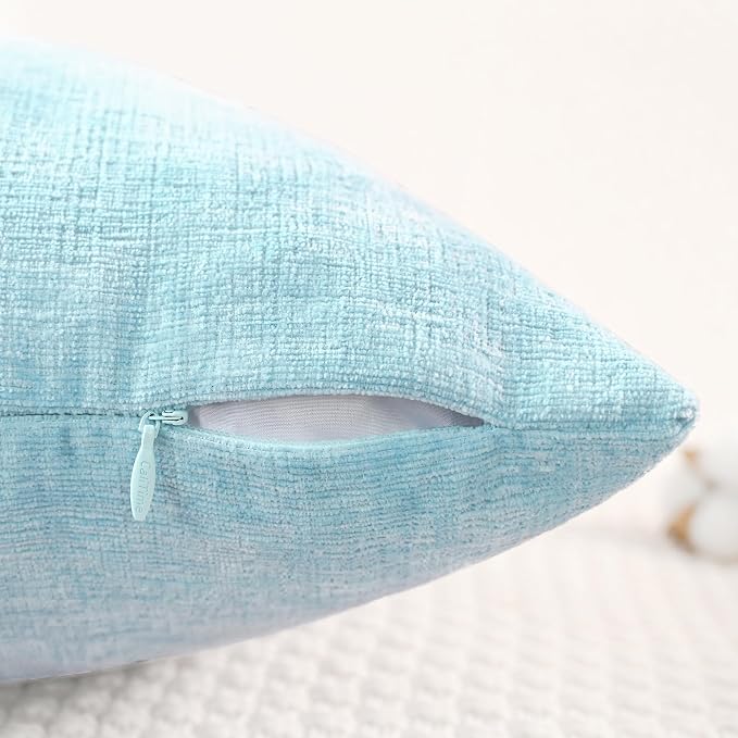 CaliTime Decorative Throw Pillow Covers 26 X 26 Inches Light Blue Grey | Pack of 2, Cozy Chenille Cushion Cases for Couch Sofa Bed Living Room Farmhouse Home