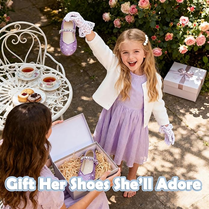 THEE BRON Mary Jane Ballet Flats - Girls' Dress Shoes with Hook & Loop Closure