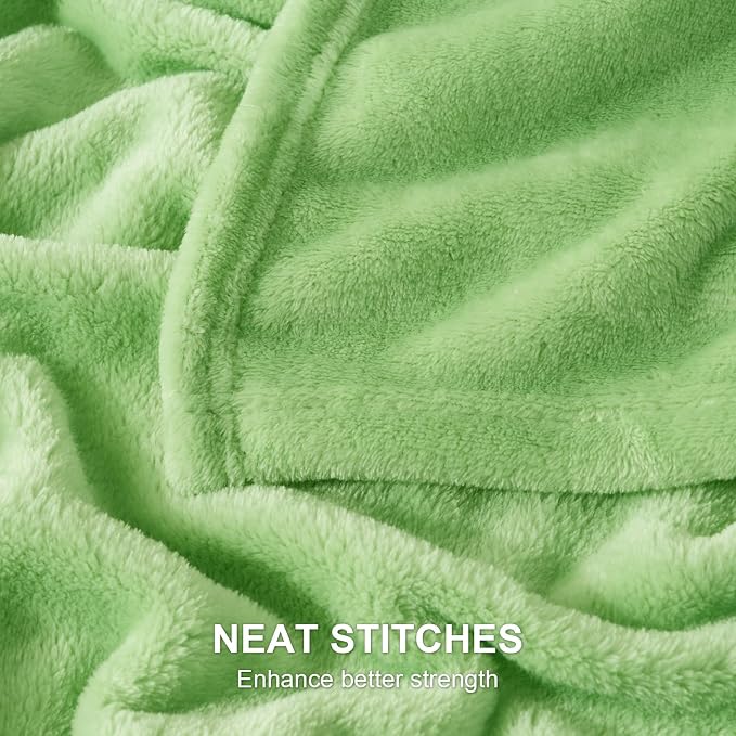 Hansleep King Grass Green Fleece Blanket, Soft Flannel Bed Blanket | Fuzzy Cozy Blanket 90x108 Inches, Multi-use for Bed, Sofa, Couch, Travel, Camping, All Season Warm Lightweight Cover