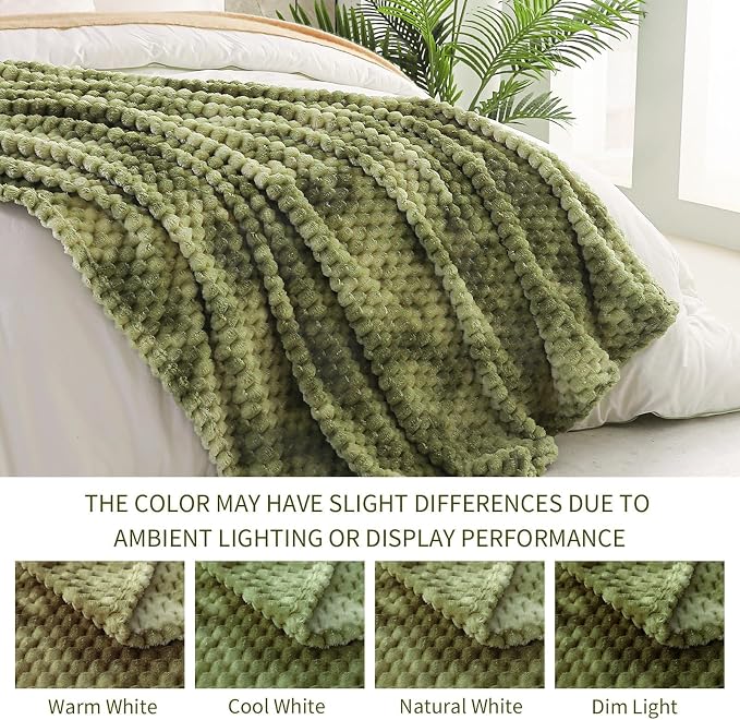 Exclusivo Mezcla 3D Fleece King Size Blanket for Bed, Tie-dye Olive | Extra Soft Fuzzy Plush Lightweight Bed Blankets, Cozy Fluffy Decorative Blankets for All Seasons, 90x104 Inches