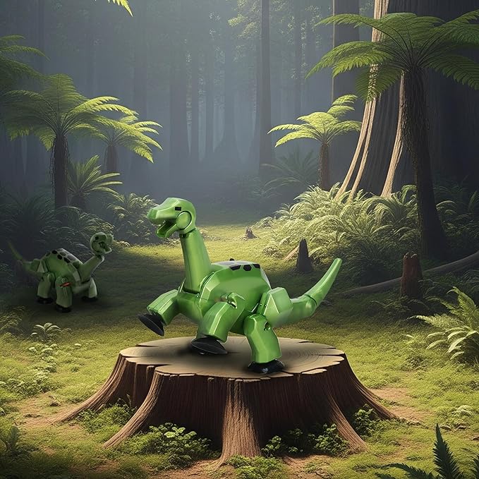 Zing Stikbot MEGA Dino, 6" Long x 3" Tall StikBot, Create Stop Motion Animation, Age 4+ (Metallic Green - Brontosaurus)