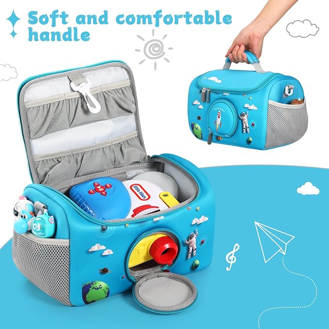 Carrying Case Compatible with Little Tikes for Story Dream Machine Books Starter Set, Portable Storage Bag with Handle and Shoulder Strap for Storytime, Storybook, Character Accessories (Blue)