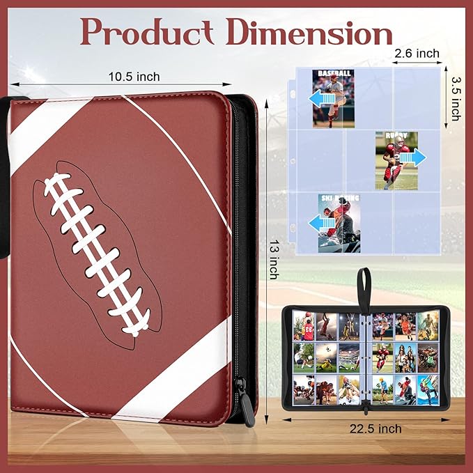 900 Pockets Football Card Binder Sleeves for Trading Cards, 9-Pocket Football Card Sleeves Album Holder Protectors for Basketball Baseball Sports Cards