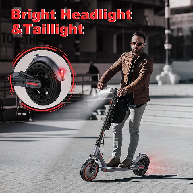 Maxshot Electric Scooter, 8.5" /10" /14" Tire, 16/19/22 Mph Top Speed, 12/16/21/27/28/49/50 Miles Long Range, Folding Escooter for Adults and Kids with Seat Bag, Dual Braking, Dual Suspension, App