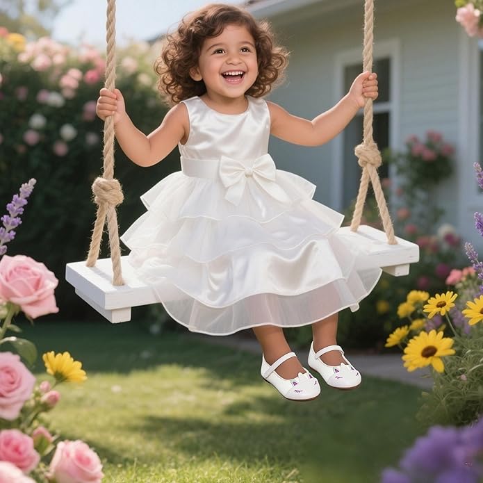 THEE BRON Mary Jane Ballet Flats - Girls' Dress Shoes with Hook & Loop Closure