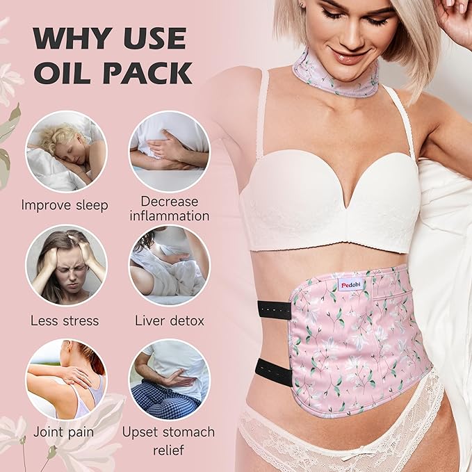 2 Pack Castor Oil Pack Wrap Organic Cotton for Liver Detox, Reusable Castor Oil Compress Highly Absorbent Anti Oil Leak（Oil are Not Include）