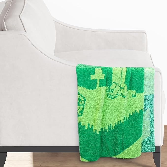 Jay Franco Minecraft Creeper Feather Knit Fluffy Throw Blanket - Fuzzy Blanket Measures 50 x 60 Inch - Super Soft Lightweight Gamer Bedding