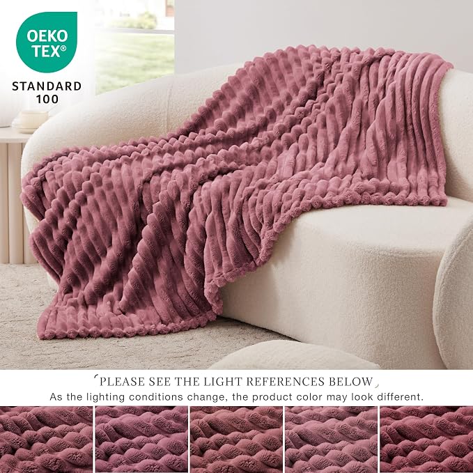 EXQ Home Gentle Soft Fleece Throw Blanket – Cozy Lightweight Blanket for Couch Bed – All-Season Warm Fuzzy Flannel Blanket for Women Mom Her – Gifts for Birthday(50"x60",Dusty Pink)