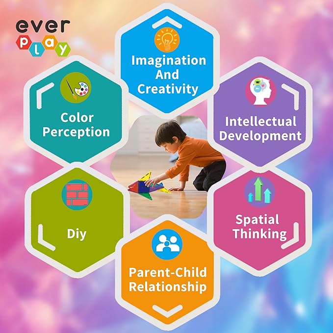 12 Piece Magnetic Tiles Building Blocks for Kids Montessori Sensory Learning Classroom Toys STEM Educational Preschool Magnet Tile Pretend Play Playsets Toddlers Boys Girls Ages 3 and up EB12