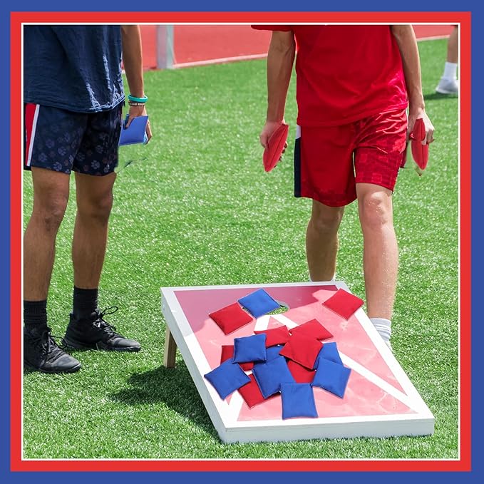 Sotiff 24 Pcs Bean Bags Mini Nylon Cornhole Bean Bags for Kids Tossing Fun Sports Outdoor Family Games Carnival Toy Patriotic Small Beanbag Hand Toss Party Game Supplies for Kid Adult(Blue Red)