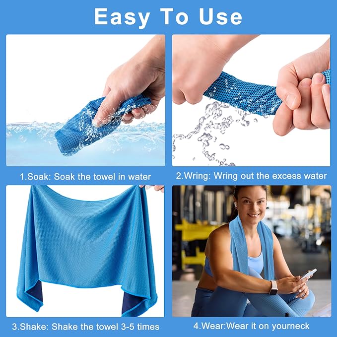 Aegero 4 Pack Cooling Towel (40"x12"), Cooling Neck Wraps,Soft Breathable Chilly Towel, IceTowel, Microfiber Towels for Yoga, Sport, RunninGym, Camping, Fitness, Workout & More Activities(Multicolor2)