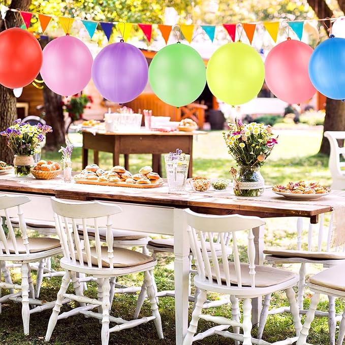 RUBFAC 80Pcs Punch Balloons, Party Favors for Kids, Thickened Heavy Duty Neon Punching Bounce Balloon for Birthday Goodie Bag Stuffers Exciting Outdoor Play Supply