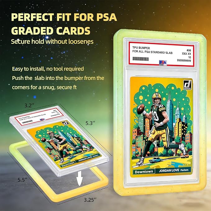 NAKIS Slab Guard for PSA Graded Cards, 1 Pack TPU Slab Protector Graded Bumper Guard for PSA Graded Card Only, Gradient Color Glitter Limited Edition, COLOR10
