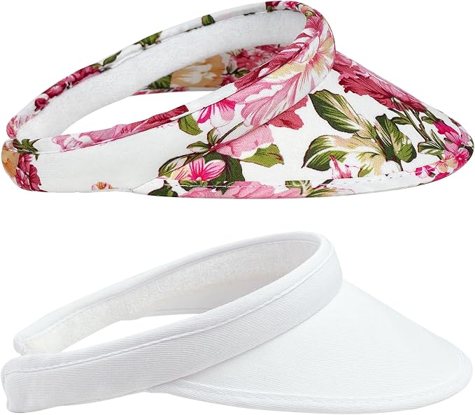 2 Pack Sun Visor Hats Women Men Clip On Wide Brim Visors Hat Outdoor Sports Golf Beach Travel Tennis Caps