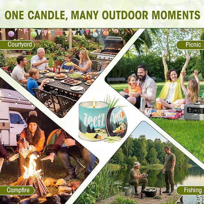 Citronella Candle for Outdoor Indoor, with Lemongrass, Rosemary, and Peppermint Oil, 9 oz 2 per Pack