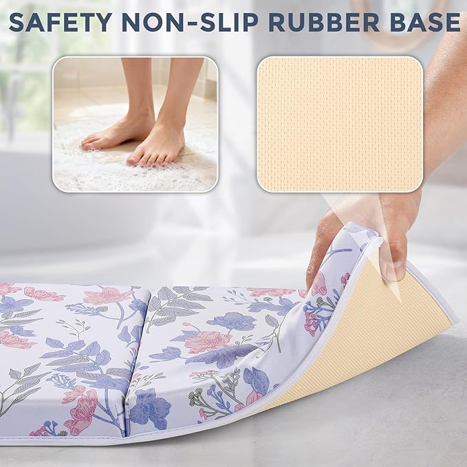 Bath Kneeler and Elbow Rest Pad Set - Comfortable 1.5” Thick Baby Bath Kneeler Pads with Toys Organizer, Non-Slip Knee Arm Support Bathtub Mat, Quick-Drying Kneeling Pad for Baby Bath Time