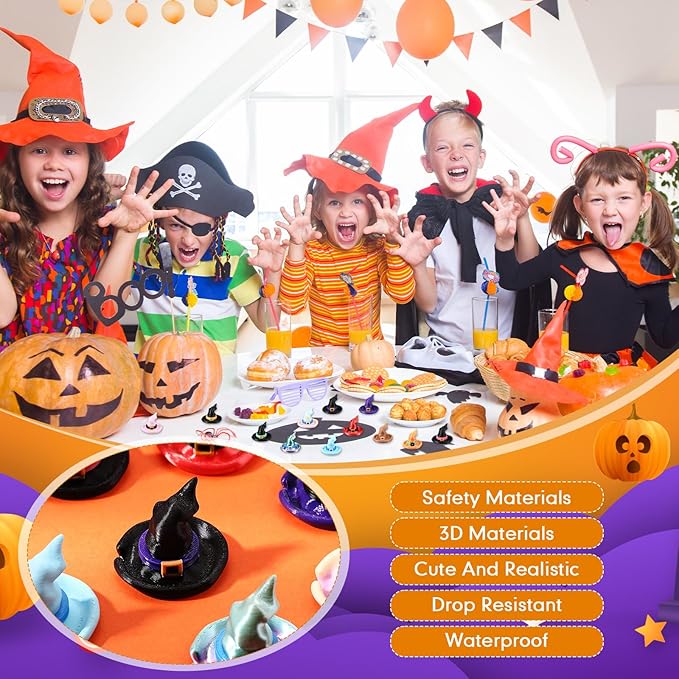 Honoson 12 Pcs 3D Printed Fidget 3D Printed Witch Hat Small Animal Flexible Cute Articulating Pet Stress Relief Fidget for Play and Display(5cm)