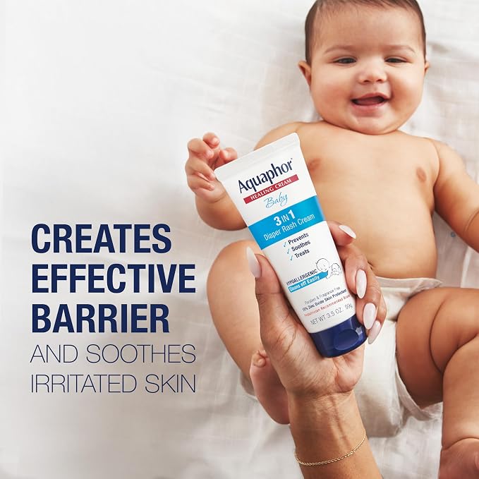 Aquaphor Baby Healing Ointment (14 Oz) + 3-in-1 Diaper Rash Cream (3.5 Oz), Hypoallergenic and Fragrance Free Skin Care Set for Babies