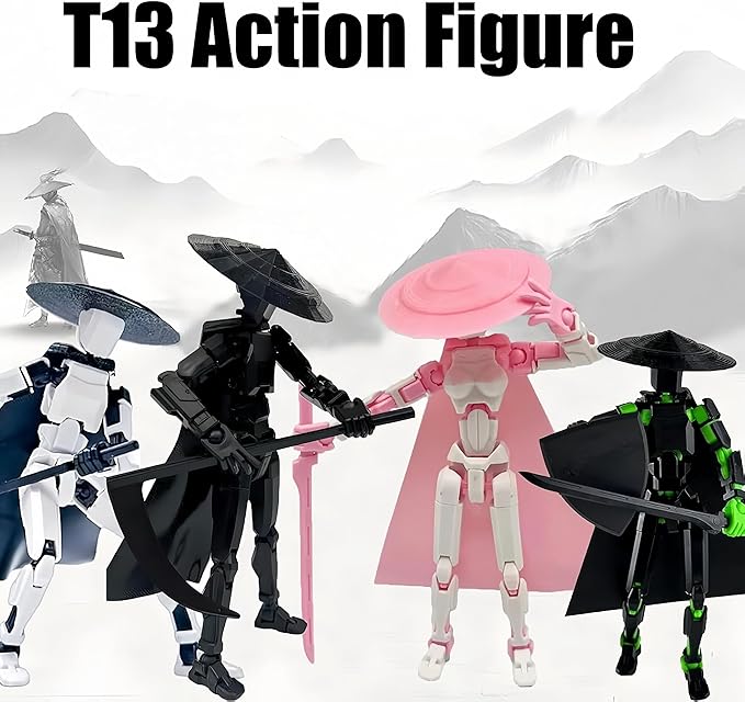 4 Packs Titan 13 Action Figure Set (Assembly Completed) 3D Printed Figure Dummy T13 Multi-Jointed Movable, Titan 13 Robot Action Figure, Christmas Birthday Valentine Classroom Students Gift