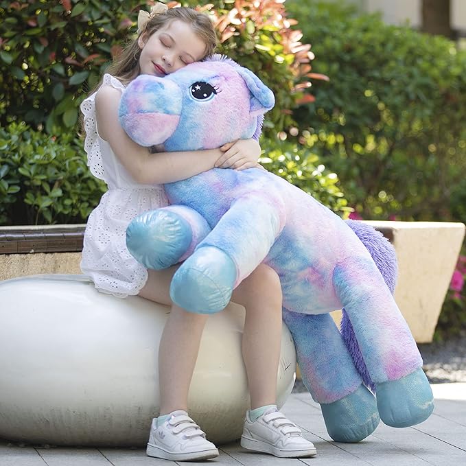 Tezituor 43in Giant Unicorn Stuffed Animal, Big Stuffed Unicorn Toys for Girls and Women, Rainbow Purple Unicorns Plush Gifts for Valentines Day, Christmas, Birthday and Party