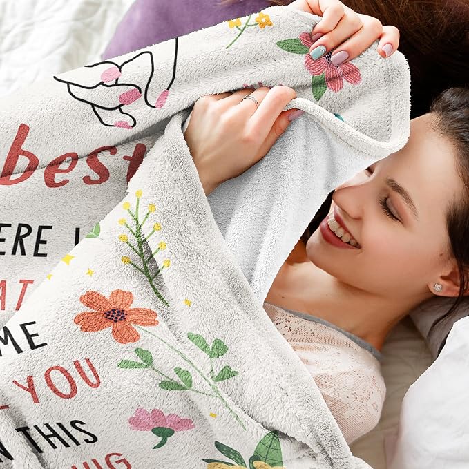 Best Friend Birthday Gifts for Women, Bestie Blanket White, 60" x 50" | Friendship Gifts for Women, Best Friend Blanket Gift, to My Bestie Flannel Throw Blanket for Christmas