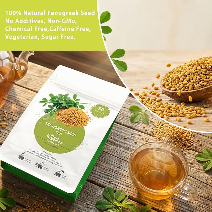Samcci - Fenugreek Seed Tea Bags, 50 Teabags, 3g/bag - Natural Healthy Fenugreek Methi Seeds Herbal Tea - Non-GMO - Caffeine-free - Support Digestion & Improve Heart Health