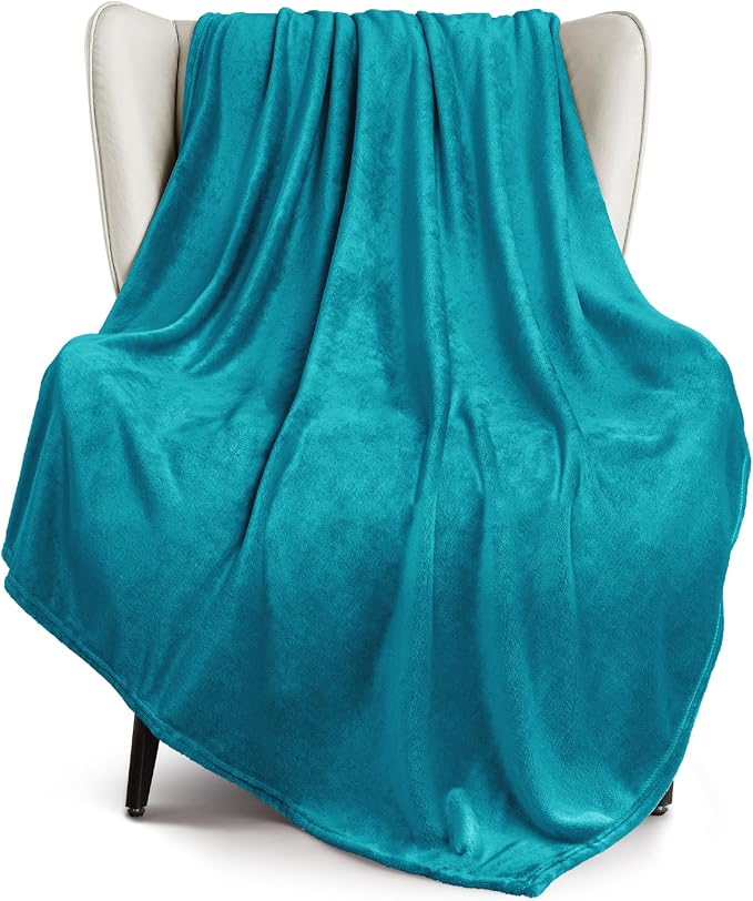 Exclusivo Mezcla Soft Large Fleece Throw Blanket for Couch, Teal | 50x70 Inches, Double-Sided Brushed Flannel, Lightweight Plush Cozy Blanket for Home Decor, All Season, Machine Washable