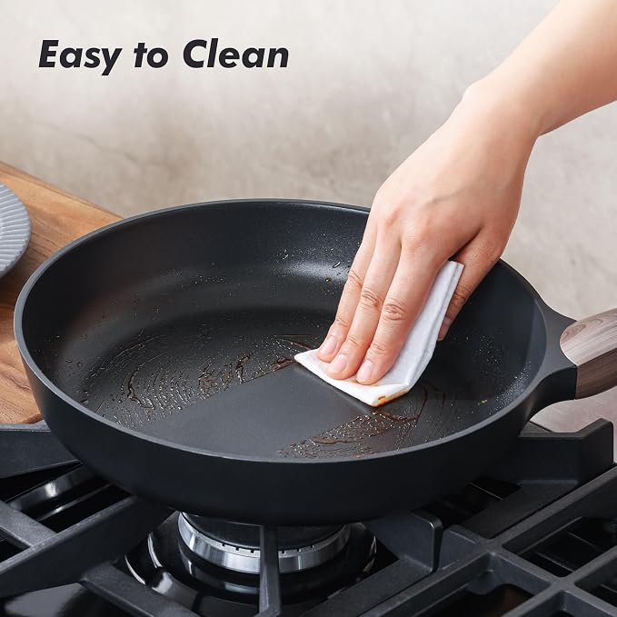 SENSARTE 8inch Nonstick Frying Pan Skillet with Lid, Black | Non Stick Pan Omelette Pans with Cover, Healthy Kitchen Cooking Chef's Pan with Cover, PFOA/PFOS Free, Induction Compatible