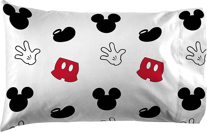 Jay Franco Kids Sheet Set with Fitted, Flat Sheets & Pillow Cover - Ultra-Soft Bedding with Pillowcase for Room Decor, White - Mickey Mouse, 3 Piece Twin