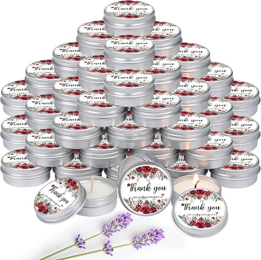 MTLEE 50 Pcs Summer Wedding Candles Gift Favors for Guests 1 Oz Lavender Scented Soy Wax Aromatherapy Candle for Bridal Shower Favors Rustic Wedding Party Guests(Rose Pinecone)