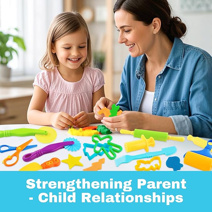Dough Tools 17pcs Dough Tools Play for Kids Clay Accessories with Rolling Pins,Cutters,Roller,Safety Scissors,Plastic Knife