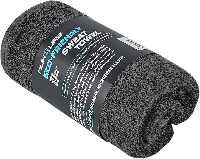 NUKURA 12’’ x 40’’ 100% Cotton Sweat Towel for Gym, Extra Soft & Durable, Ideal for Running, Walking, Yoga, Pickleball, Padel, Grey Neck Towels, 450 GSM