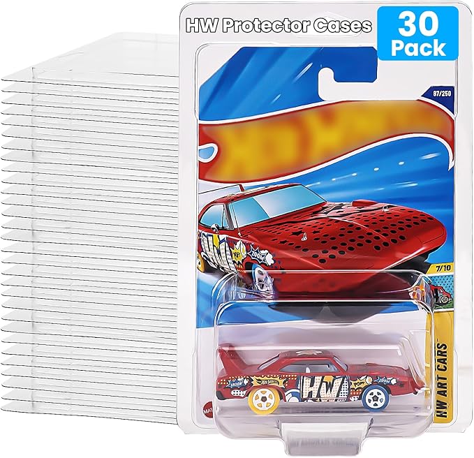 30 Pack Clear Protector Cases for Hot Wheels Storage, Clamshell Plastic Cases for 1:64 Scale Models Hot Wheels Display, 0.6mm Thick PET Vehicle Blister Pack Cover Cases