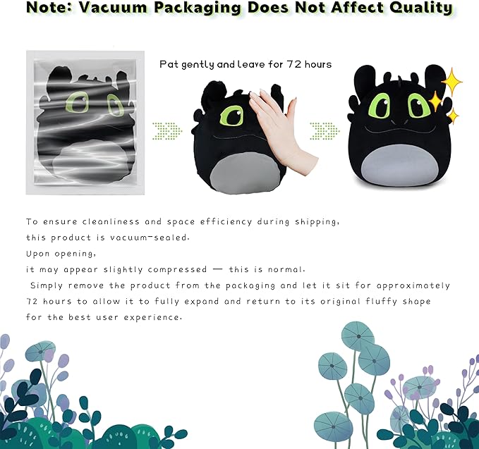 Black Dragon Plush, 8-Inch Soft Stuffed Animal Toy, Round Kawaii Plushie, Fantasy Creature Gift for Kids & Fans (White Black)